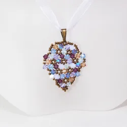 Pendant 40cm - Shea Grapes-Violet Organza - Pendant 40cm - Laiton bronze